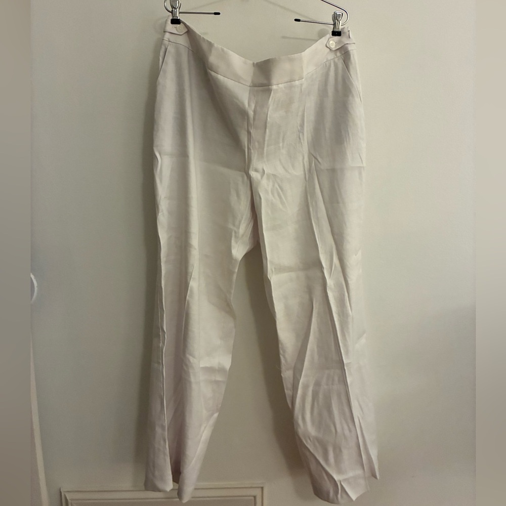 Talbots Straight Leg Linen Pants in White, sz 18W, NWT